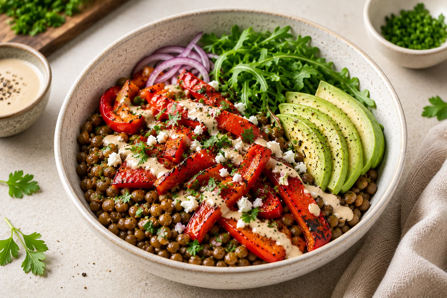 Roasted Pepper & Lentil Bowl